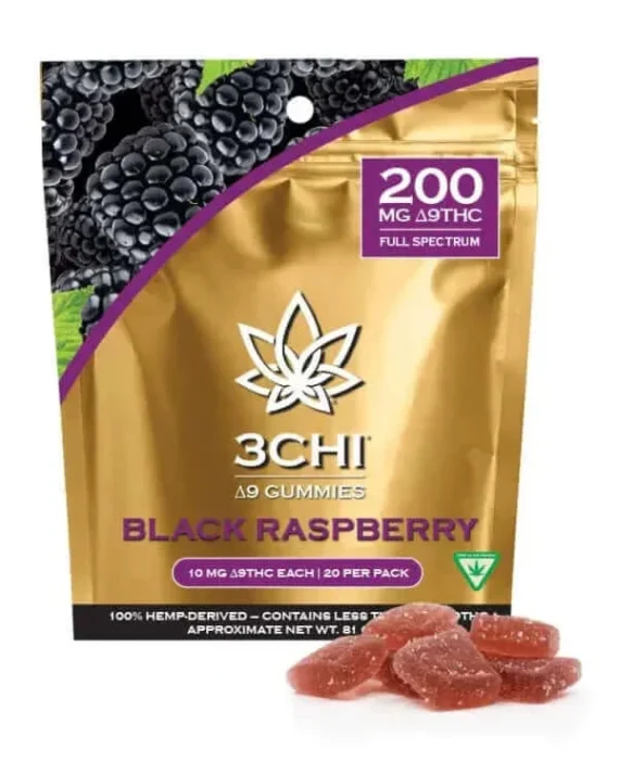 3Chi Delta 9 THC Gummies 200mg, 20ct – Black Raspberry