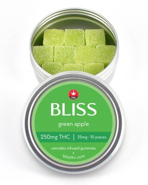 Bliss – Green Apple Cannabis Infused Gummies 250MG THC