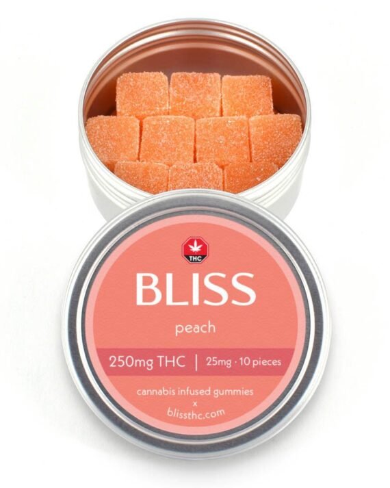 Buy Bliss – Peach Cannabis Infused Gummies 250MG THC