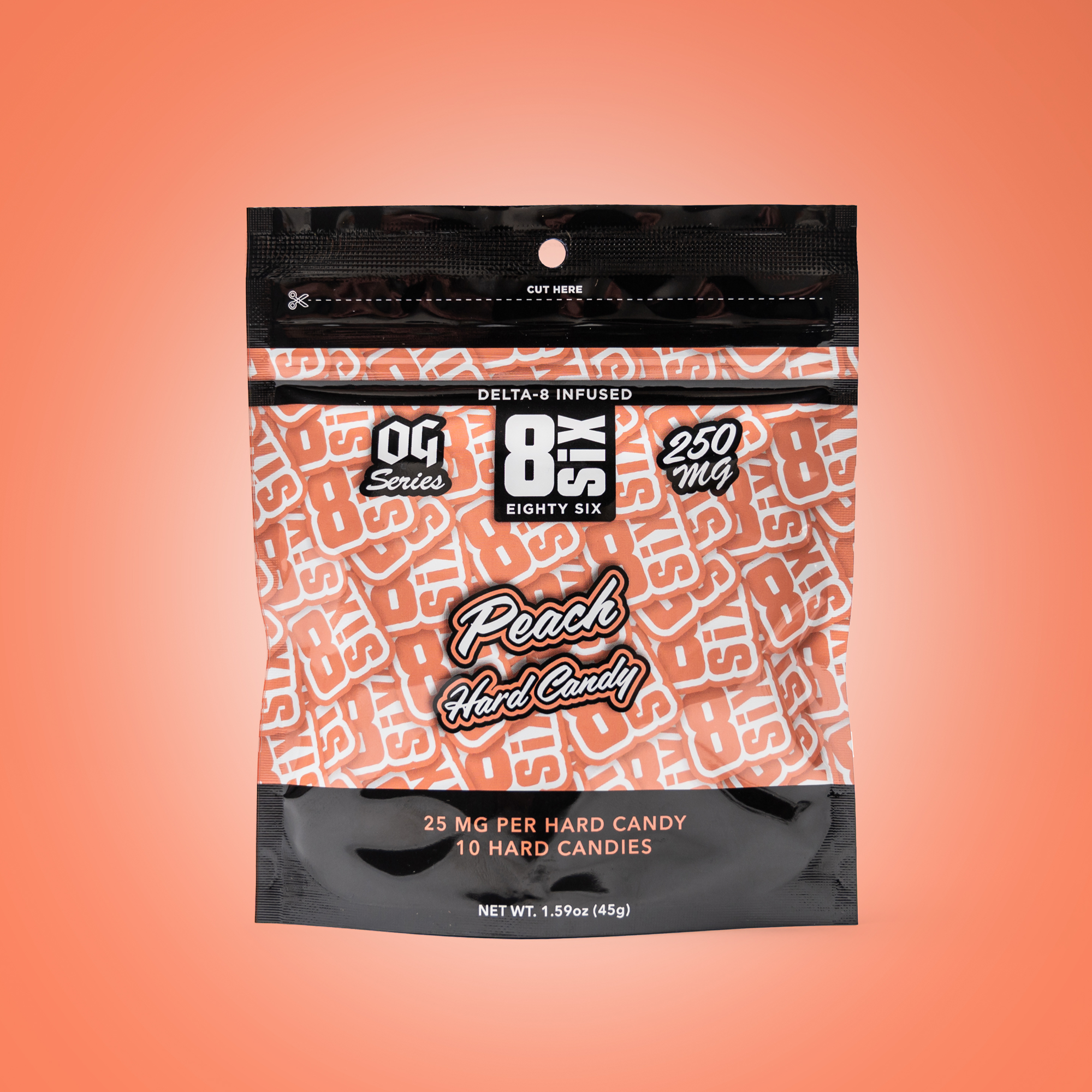 Buy Peach 250MG Delta-8 THC Hard Candy (10-Pack)