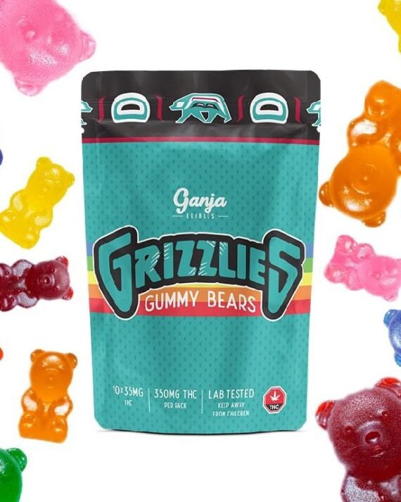 Ganja Edibles – Grizzlies Gummy Bears Green Apple Flavour 350mg THC