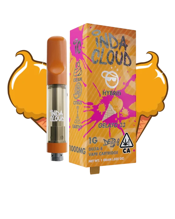 Indacloud – Gelato 33 Delta 8 Vape Cartridge