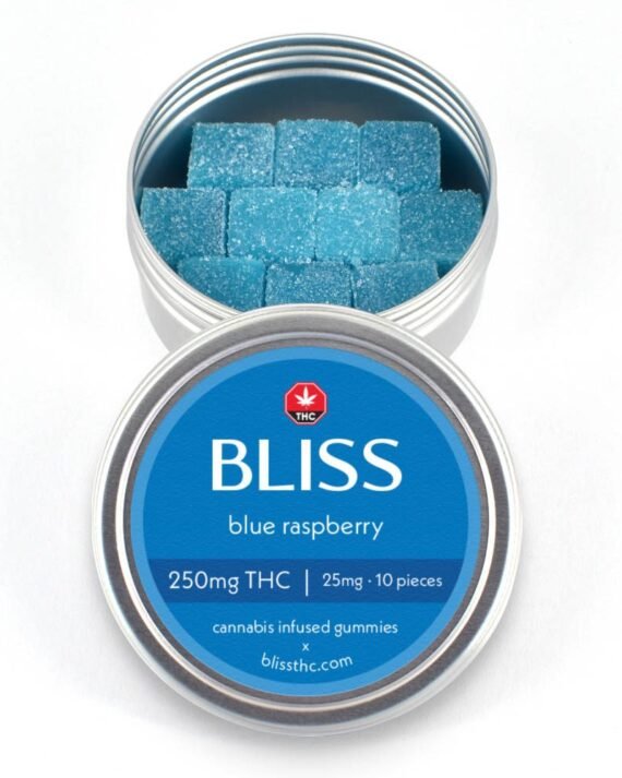 Order Bliss Blue Raspberry Cannabis Infused Gummies 250MG THC